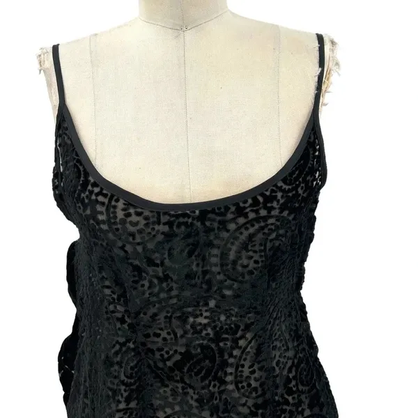 Free People Intimately Black‎ Burnout Velvet Slip Dress Size XS - Image 2