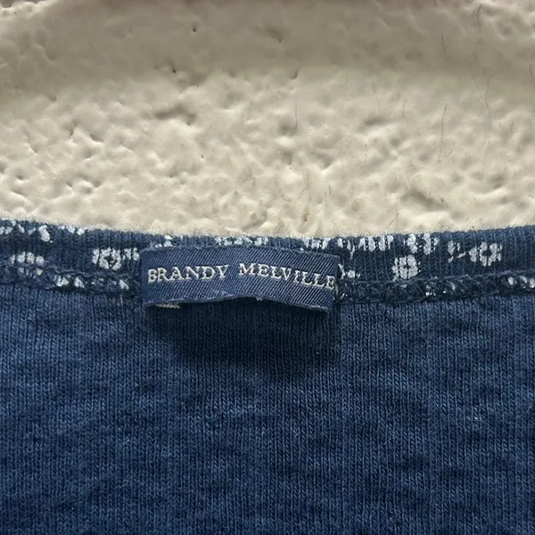 Brandy Melville Blue Floral Zelly Top one size - Image 4