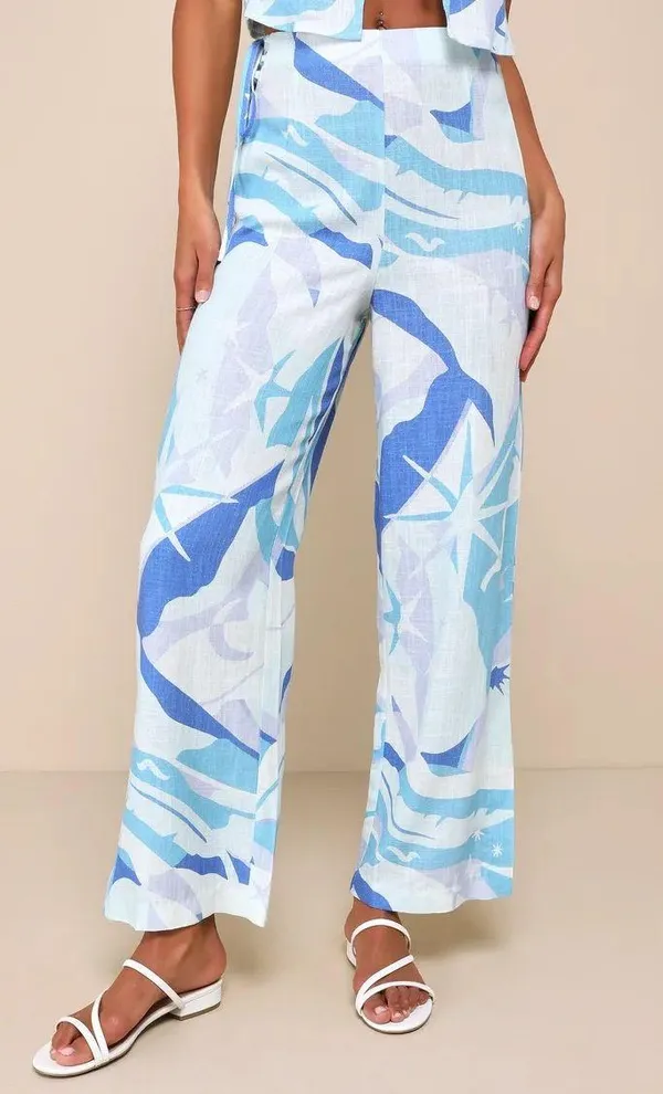 Lulus Blue Multi Print Linen Set - Image 5