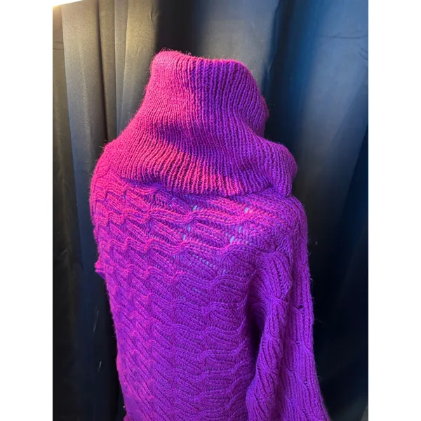 Old Navy Magenta Pink Cowl Neck Cable Knit Sweater Dress Small‎ Dolman Sleeve - Image 5