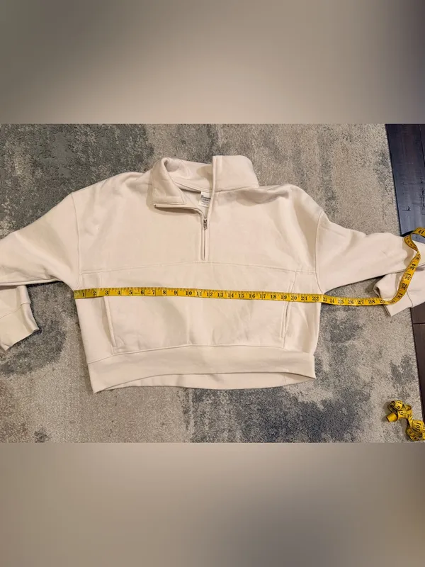 No Boundaries Cream Quarter-Zip Cropped Sweatshirt - Image 5