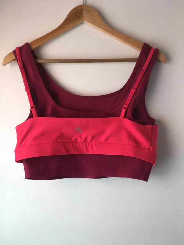 Double Layer Sports Bra, XL Red - Image 2