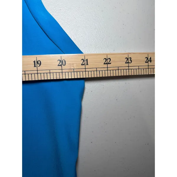 Amanda Uprichard‎ Silk Shift Dress L Blue Split Neck Tie Waist - Image 7