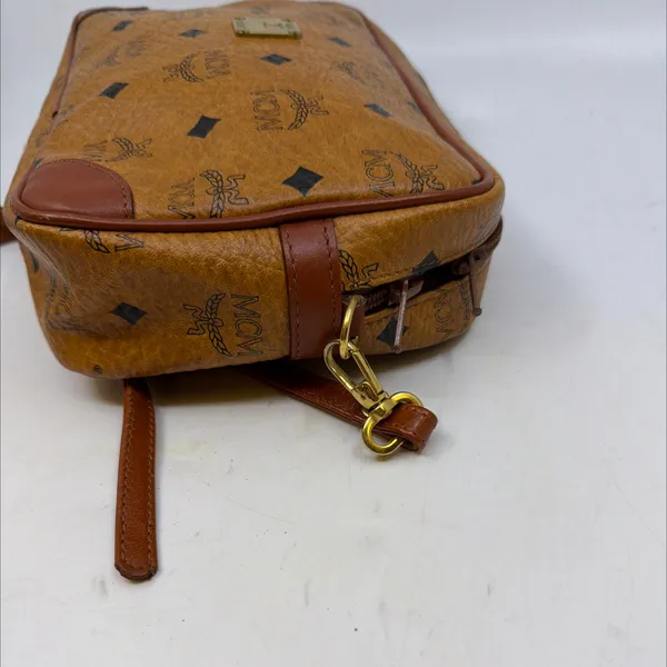 MCM Visetos Camera Cognac Coated Canvas Crossbody Bag - Image 4