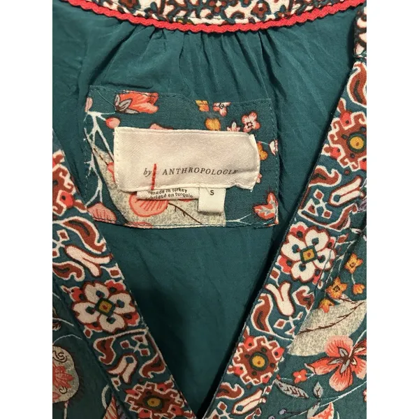 Anthropologie Zenia Floral Mini Shift Dress Size Small Boho Peasant Festival - Image 6