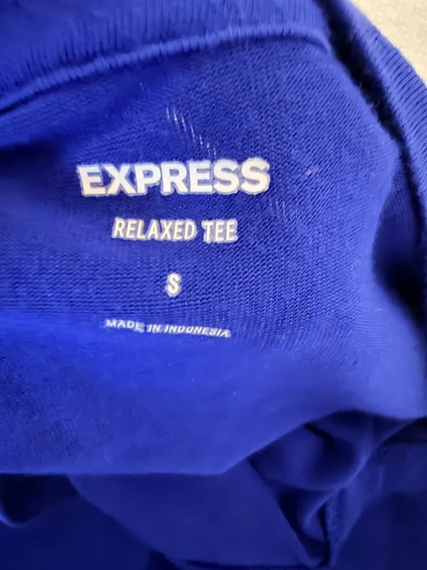 Express Cobalt Blue Oversized V-Neck Tee Soft Relaxed Fit Top size small - Image 5