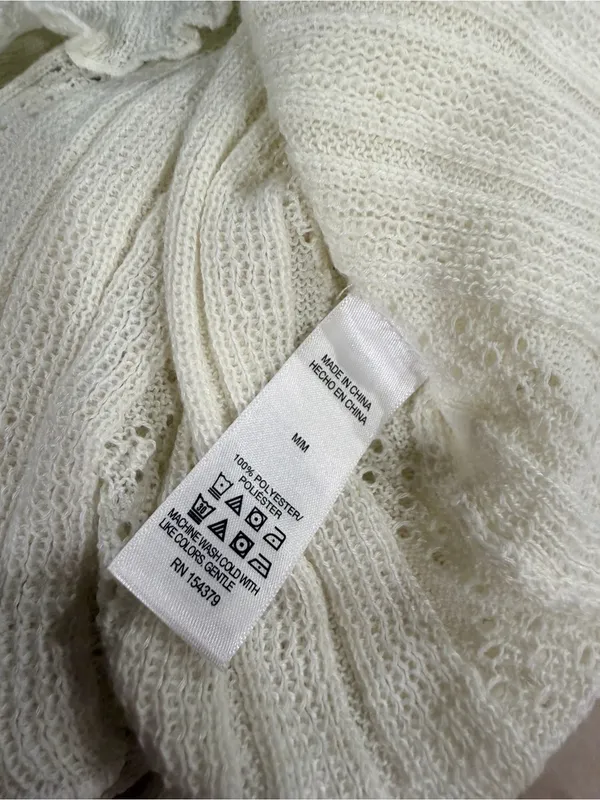 NWT Aeropostale Size M Ivory Pointelle Knit Cropped Stretch Lace Cardigan Y2K - Image 11