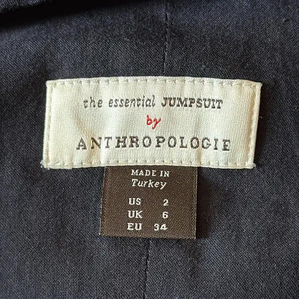 Anthropologie Size 2 Black Wide Leg‎ Pin stripped Jumpsuit - Image 7