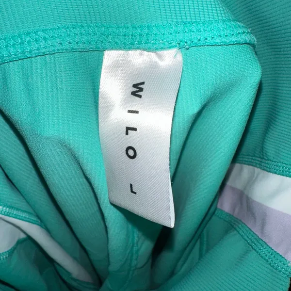 WILO‎ Teal Green Athletic Leggings Women's Size L Colorblock Side Stripe - Image 5