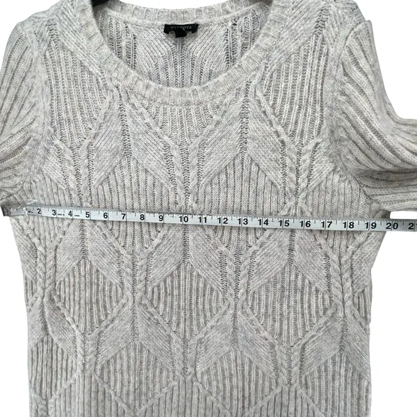 Talbots Sweater Womens XL‎ 0X Cream Diamond 3D Knit Pullover Cottage Fisherman - Image 5