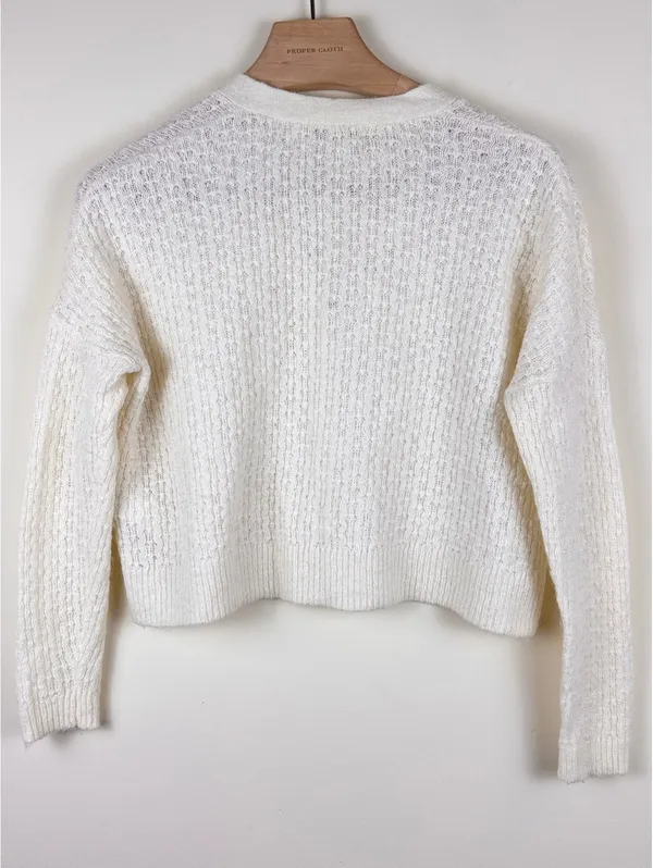 Madewell Mayfair Sweater Cardigan Antique Cream Alpaca Blend XXS Textured Knit - Image 6