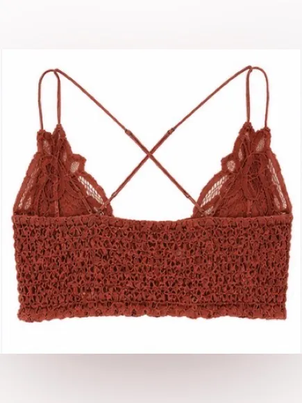 Free People FP One Lace Crochet Bralette Cami Dusty Rose Boho Festival Size M - Image 5