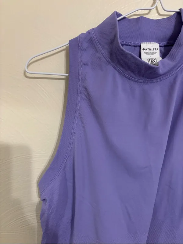 Athleta Women’s Medium Purple Mock Neck Seamless Sleeveless Workout Tank Top - Image 5