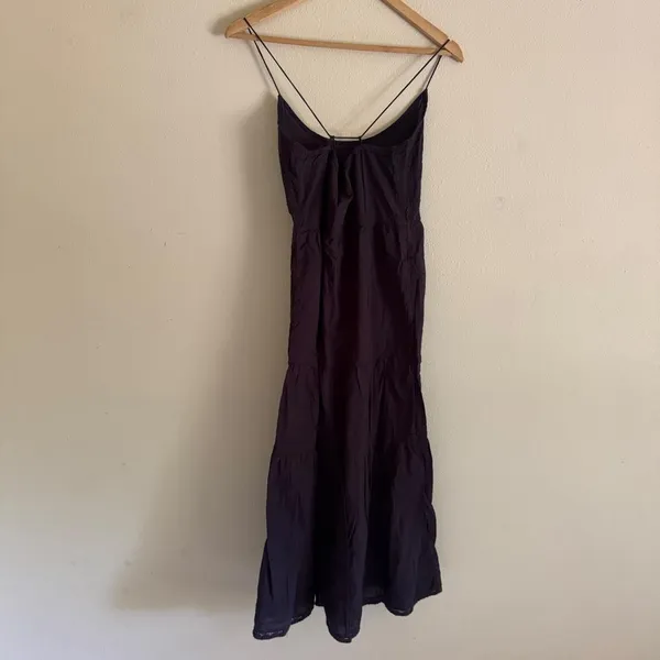 Natura Boho Vintage Black Embroidered Tiered Midi Dress Size Medium - Image 4