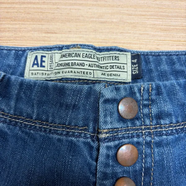 Vintage 90s Y2K American Eagle Denim Jean Shorts Womens 4 Button Fly Low Rise - Image 2