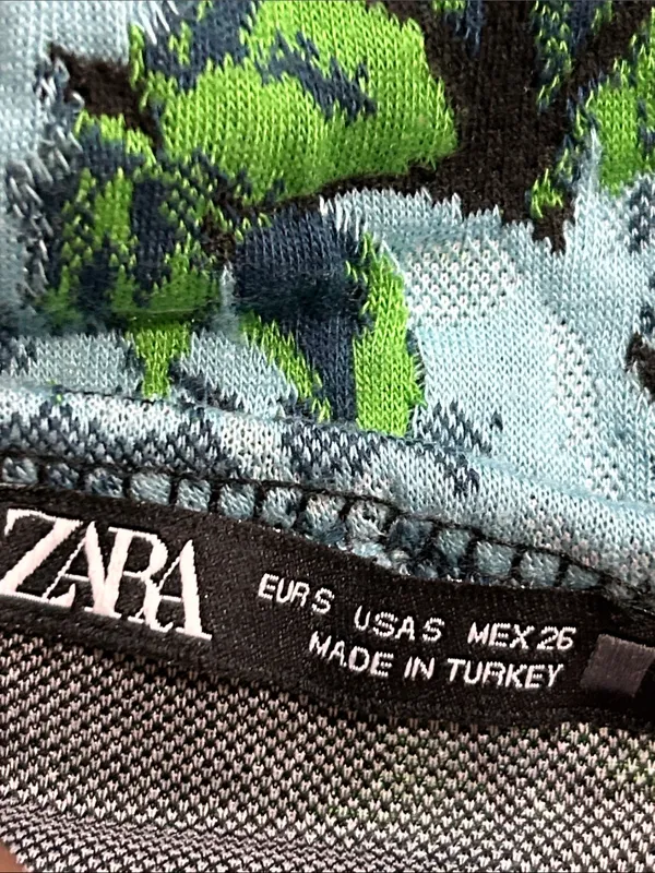 Zara Floral Jacquard Strapless Bustier Corset Peplum Top Blue Green Size S - Image 8