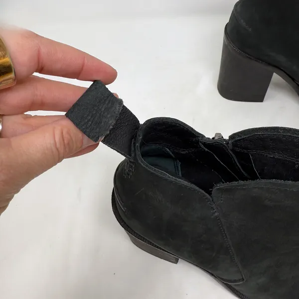 [UGG] Black Pixley Suede Leather Chunky Block Heel Round Toe Ankle Boots Sz 9.5 - Image 7
