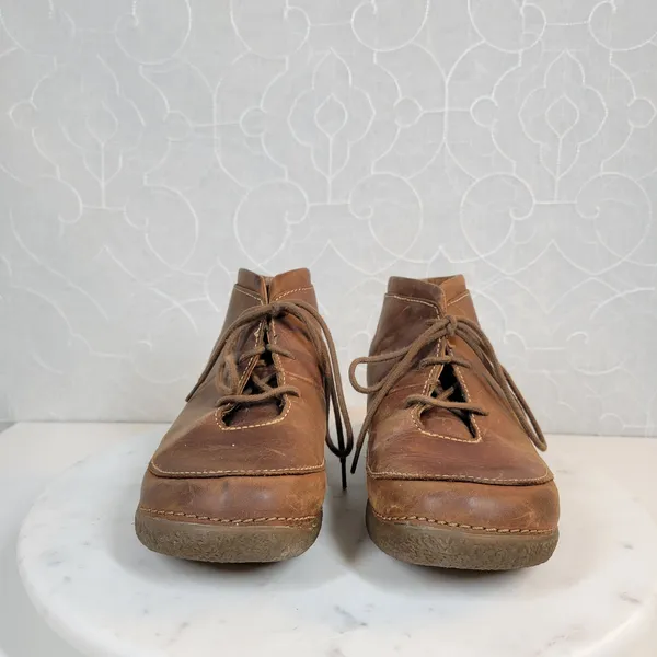 VTG Duluth Trading Co Womens Andina Ankle Boots 7.5 Brown Leather Chukka Shoes - Image 11