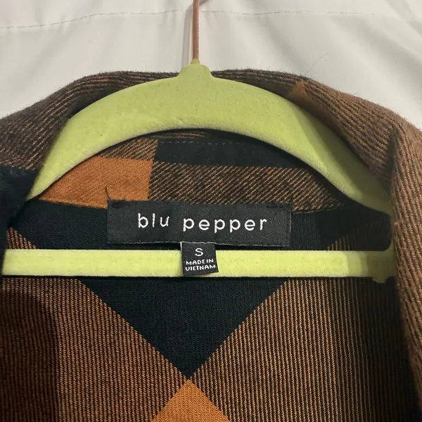 Blu Pepper Orange Plaid Buffalo Print Shacket Sz S - Image 6