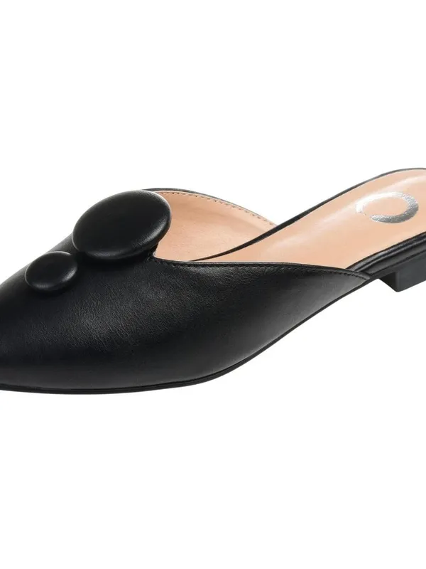 Journee Collection Button Accent Pointed Mules Black 7.5M - Image 9