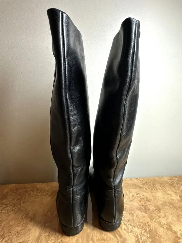 Saks 5th Avenue Black Leather Riding Boots Size 6.5B Made Italy Fenton Last - Image 5