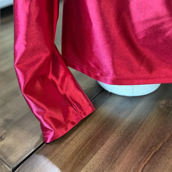 Women's NEW Dark Red Satin Long Sleeve Blouse Size Large #260759 - Image 4