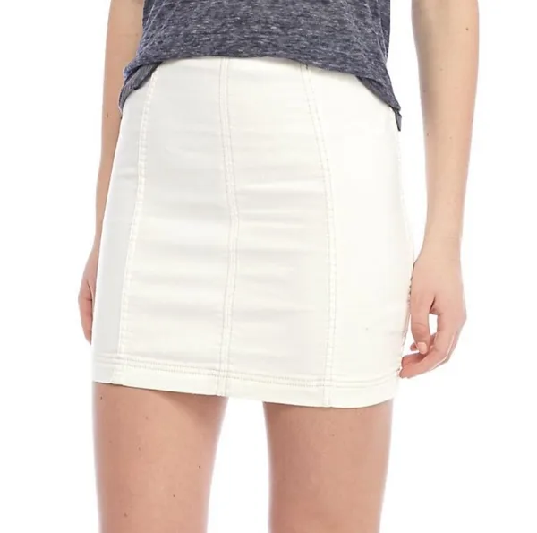 Free People White Bodycon Denim Skirt - Image 2