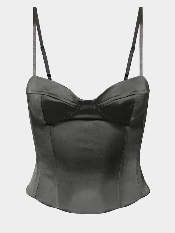 Aritzia TEN 4 Satin Bustier Corset Cami Top Coal Grey Sweetheart Minimal Party - Image 6