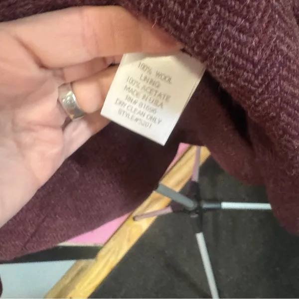 Vintage Norm Thompson Burgundy ‎ Blazer Classic Wool Jacket - Image 4
