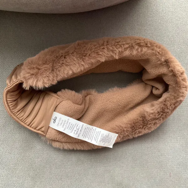 Alo Yoga Faux Fur Ear Warmers Toasted Almond - Image 2