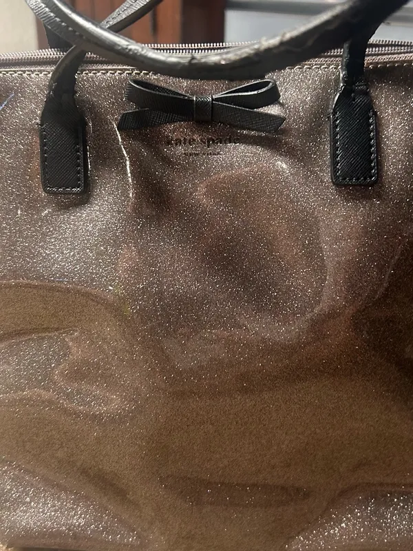 Kate Spade Sparkle Bow Tote Bag in Silver glitter tote - Image 5