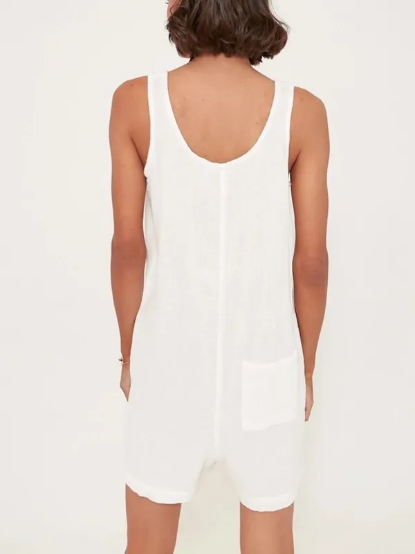 Faherty Dream Cotton Gauze‎ Jamesport Romper White Organic Cotton Size M - Image 11