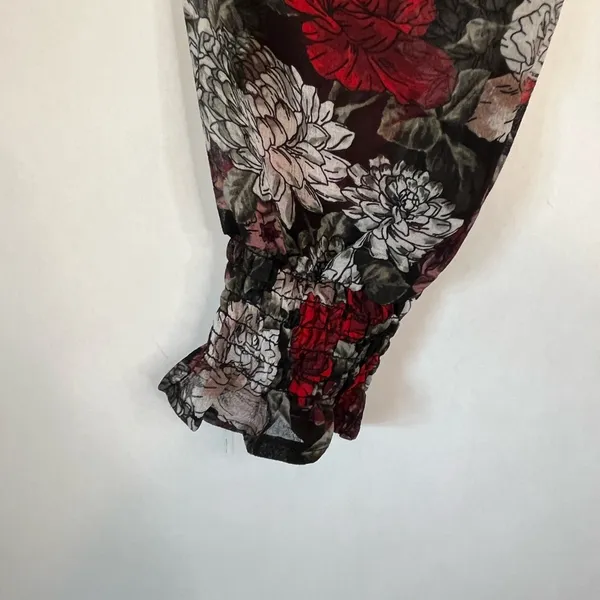 Jack by BB Dakota Floral Mini Dress Black Red Rose Smocked Y2K Coquette Sz S - Image 5