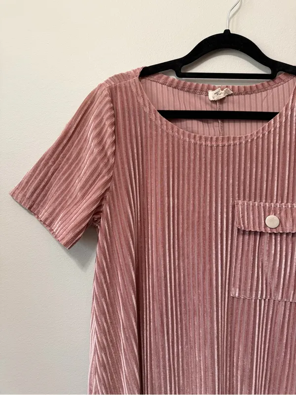 POL Dusty Pink Velvet Pocket Shift Dress Size S - Image 6