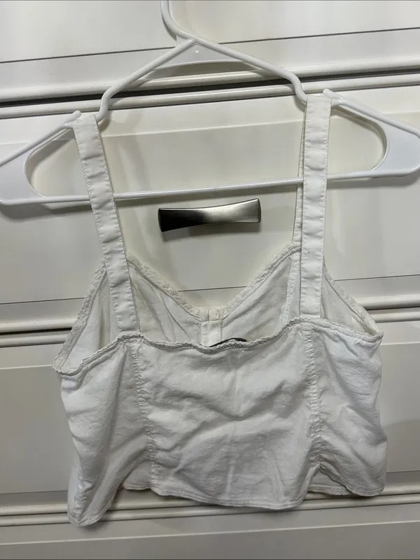 Brandy Melville White Button-Front Crop Camisole - Image 2
