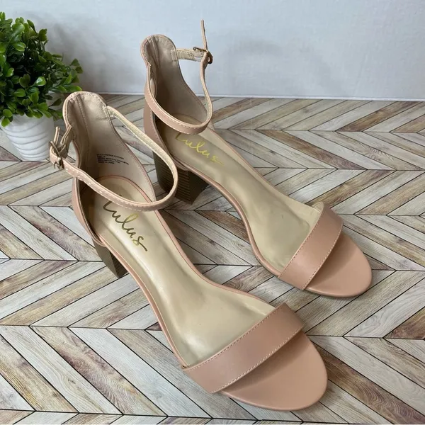 Lulu’s | women blush pink nude strappy heels open toed - Image 5