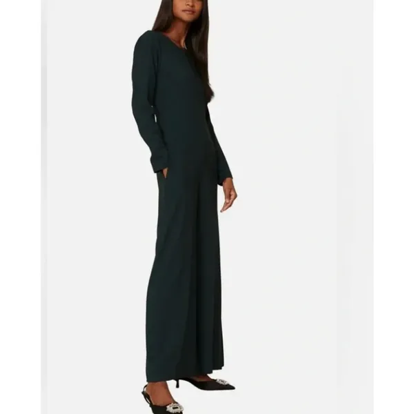 Adam Lippes Dark Green Wide Leg Jumpsuit SIZE 6 Long Sleeve Career Designer $528 - Image 3