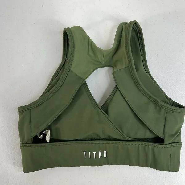 Titan Small Sports‎ Bra Medium Support Open Back Removable Padding Green Stretch - Image 4