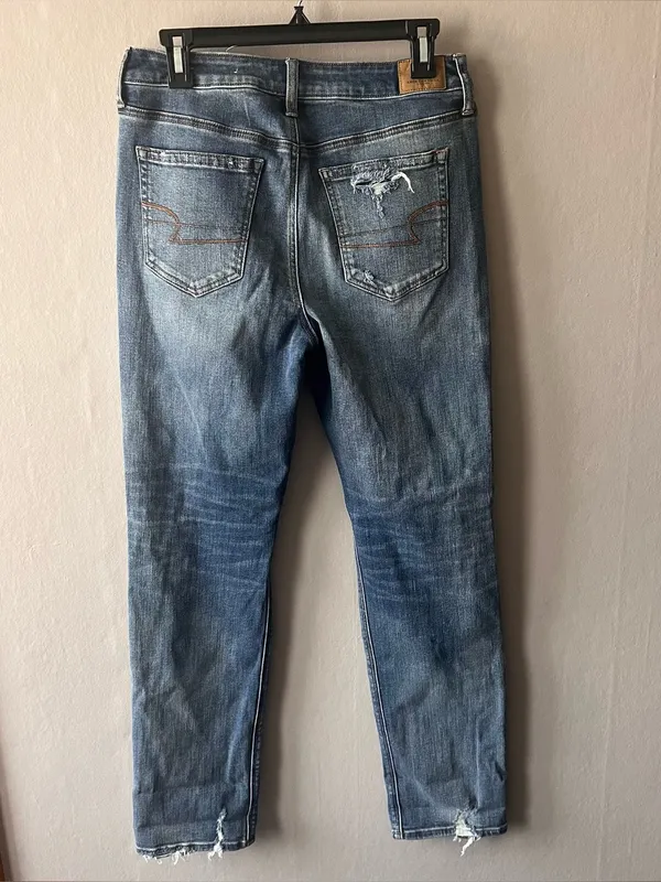 American Eagle Distressed Hi Rise Slim Jeans Size 10 - Image 5