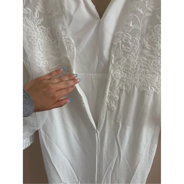 Lulus Timeless Adoration White Embroidered Bishop Sleeve Maxi Dress Size Medium - Image 10