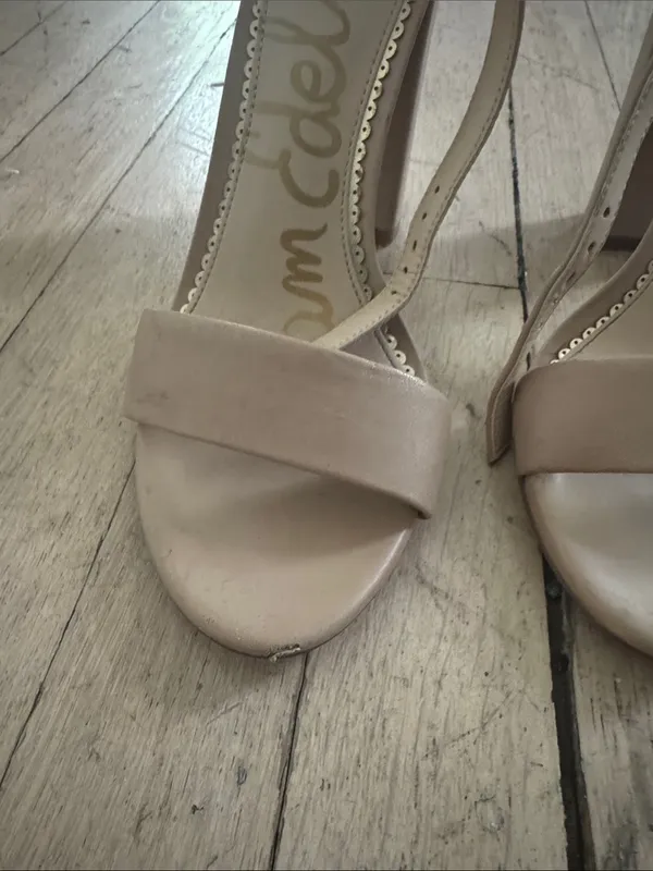 Sam Edelman Nude Beige Strappy Block Heel Sandals - Image 2