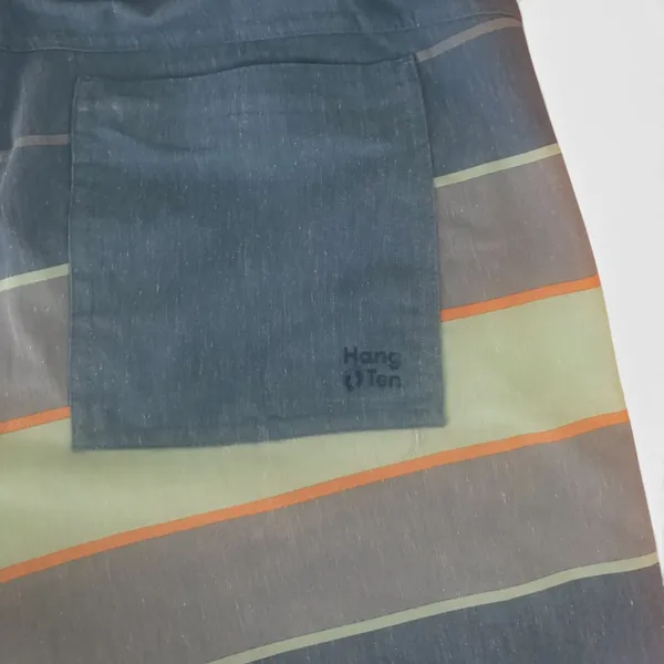 Hang Ten Men’s XL Striped Swim Trunks Board Shorts Compression Liner Blue Gray - Image 5