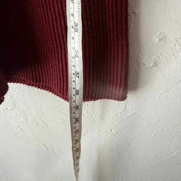 Max Studio Dress Y2k Medium Red Sweater Knit‎ Fit Flare Ribbed Pullover - Image 8