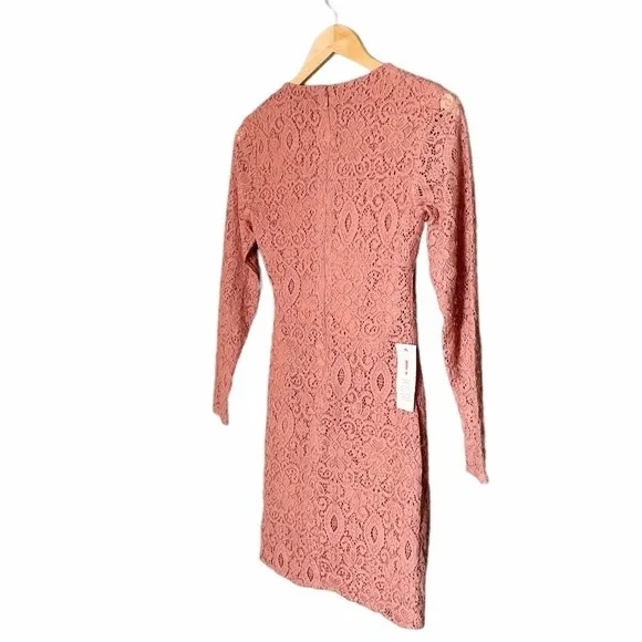 NWT Bardot Isla Dress Sz Small Copper Rose Lace Ruched Long Sleeve Mini Cocktail - Image 3