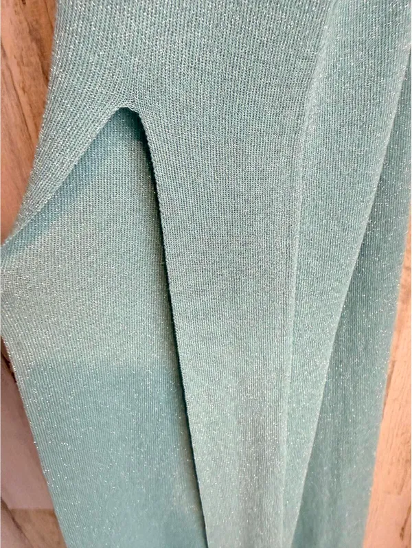 NWT Forever 21+ Women’s 2X Turquoise Metallic Knit Maxi Dress - Image 5