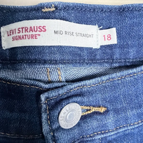 Levi Strauss Signature Jeans 18 Blue Plus Mid Rise Straight Leg Stretch Denim - Image 3