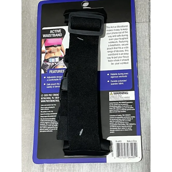 PRO STRENGTH Active Waistband Running Belt 2 Pockets Black PA-6405 - Image 2