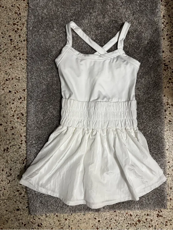 FREE PEOPLE FP Movement Prima Shortsie Romper Jumpsuit White Tiered Small - Image 4