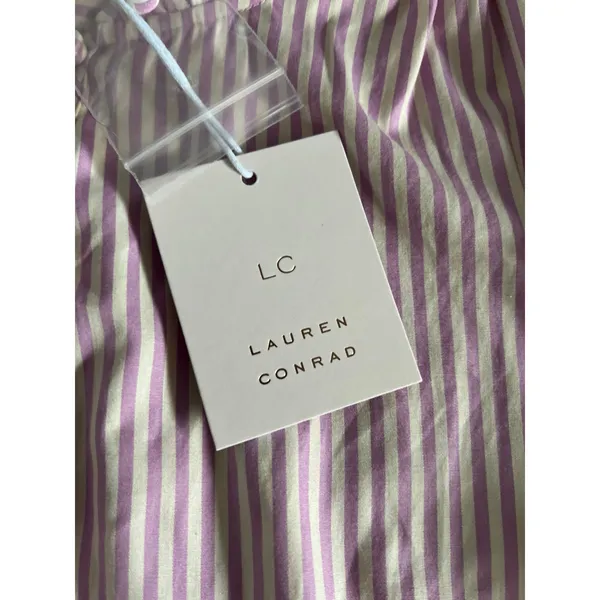 NWT LC‎ Lauren Conrad purple/white stripped 3/4 sleeve blouse size medium - Image 4