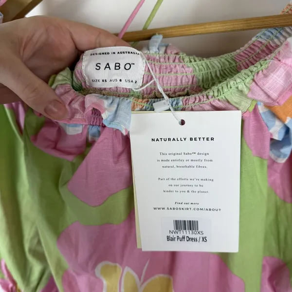 Sabo Skirt NWT Blair Puff Dress Sizs‎ XS Floral Off Shoulder Colorful Coastal Vacation - Image 6